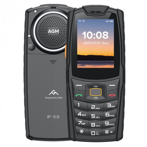 [Entrepôt HK] Téléphone robuste 4G AGM M6 4G, version de l'UE, IP68 / IP69K / MIL-STD-810G imperméable anti-poussière anti-poussière, batterie de 2500 mAh, 2,4 pouces, réseau: 4g, bt, fm, torche (noir) SA669B1202-311